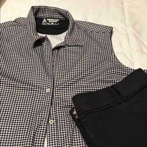 Bermuda Sands Black and White Checkered Shirt and Laura Scott black shorts